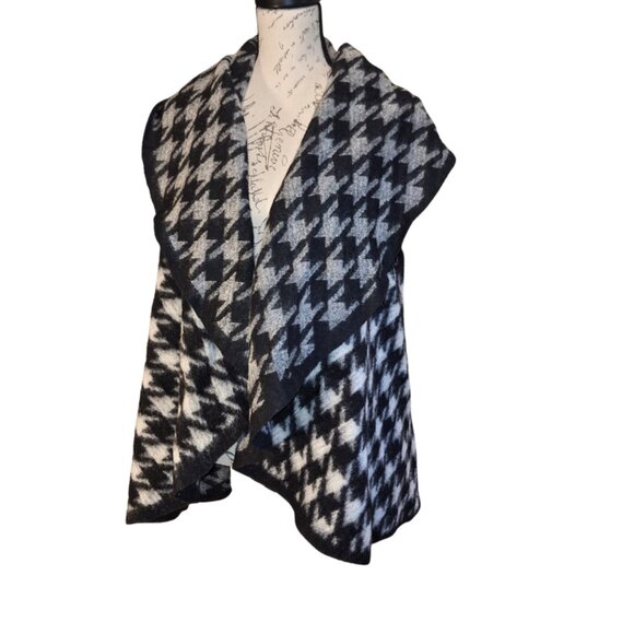 Alice V Womens Houndstooth Vest Cardigan One Size Open Front Wool Fall Designer - Picture 2 of 8